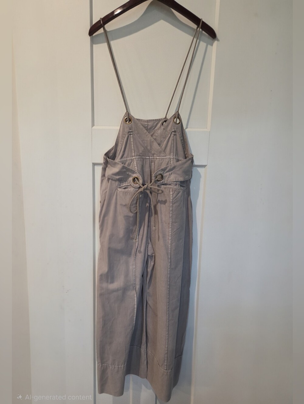 Anthropologie  Asha Bib Utility Overalls Natural Taupe  Size Small Wide-leg